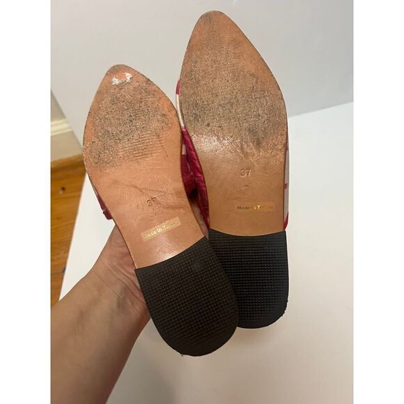 Artemis Pink White Silk Mule Slides Sz. 37 (US 6.5) - Picture 4 of 7